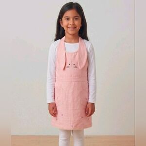 Sur La Table Girls Easter Bunny Apron Pink Floral Embroidered 7-10 Years Cotton